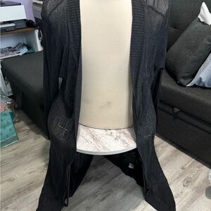 Women’s Charcoal Knit Open-Front Cardigan